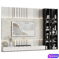 TV wall in a modern minimalist style with decor 18 3D Model Corona