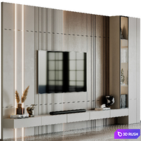 TV Wall 52 3D Model Vray, Corona
