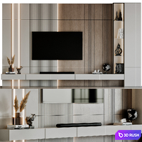 TV Wall 52 3D Model Vray, Corona