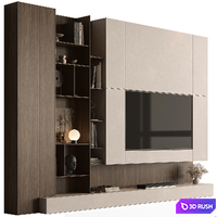 TV Wall Wooden - Set 195 3D Model Vray, Corona