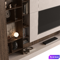 TV Wall Wooden - Set 195 3D Model Vray, Corona