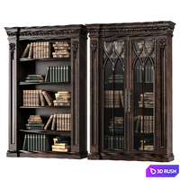 blk wood classical bookcase art 003 3D Model Corona