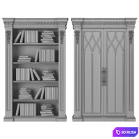 blk wood classical bookcase art 003 3D Model Corona