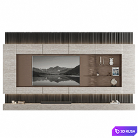 TV Wall Set | 008 3D Model Vray, Corona