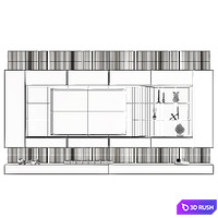 TV Wall Set | 008 3D Model Vray, Corona