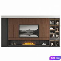 TV Wall Set | 009 3D Model Vray, Corona