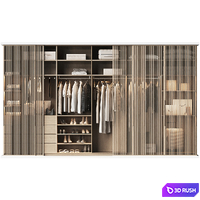 Basic wardrobe made of cabinet furniture with doors 3D Model Vray, Corona