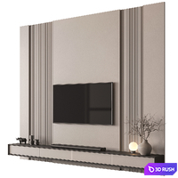 TV Wall Set 198 3D Model Vray, Corona
