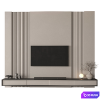 TV Wall Set 198 3D Model Vray, Corona