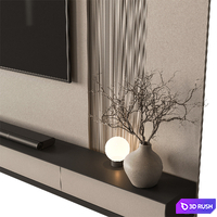 TV Wall Set 198 3D Model Vray, Corona