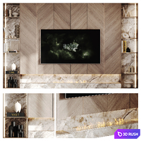 TV wall with bio-fireplace 3D Model Corona