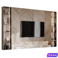 TV wall with bio-fireplace 3D Model Corona