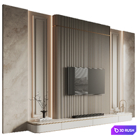 TV Wall 14 3D Model Vray, Corona
