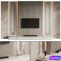 TV Wall 14 3D Model Vray, Corona