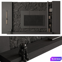 TV Wall Black - Set 203 3D Model Vray, Corona