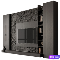 TV Wall Black - Set 203 3D Model Vray, Corona