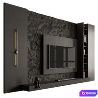TV Wall Black - Set 203 3D Model Vray, Corona
