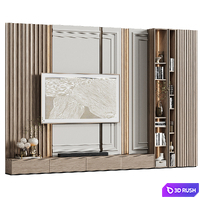 TV wall in modern classic style with decor 20 3D Model Corona