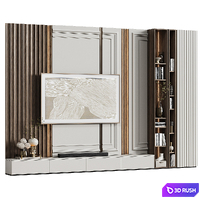 TV wall in modern classic style with decor 20 3D Model Corona