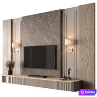 Classic TV Wall Set 205 3D Model Vray, Corona