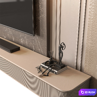 Classic TV Wall Set 205 3D Model Vray, Corona