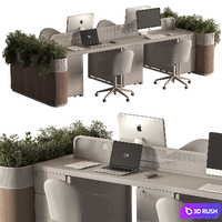 Employee Set - Office Furniture 744 3D Model Vray, Corona