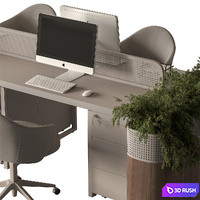 Employee Set - Office Furniture 744 3D Model Vray, Corona
