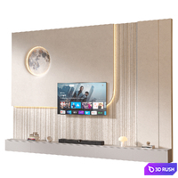TV wall set 31 3D Model Vray, Corona