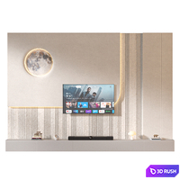 TV wall set 31 3D Model Vray, Corona