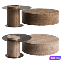 Anita Round Wooden Coffee Table Set 3D Model Vray, Corona