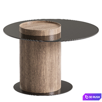 Anita Round Wooden Coffee Table Set 3D Model Vray, Corona
