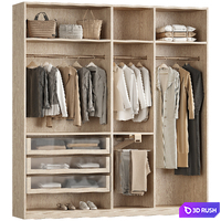 Wardrobe closet with clothes 01 3D Model Vray, Corona