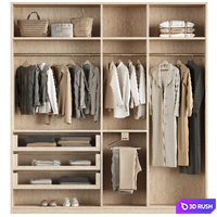 Wardrobe closet with clothes 01 3D Model Vray, Corona
