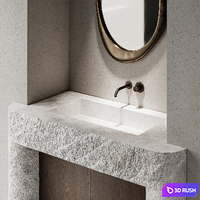 Natural stone washbasin 02 3D Model Corona