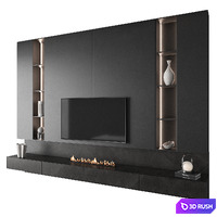 TV Wall 3D Model Vray, Corona