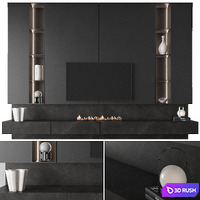 TV Wall 3D Model Vray, Corona