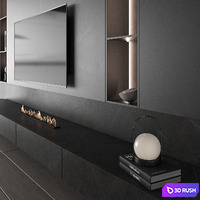 TV Wall 3D Model Vray, Corona