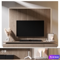 TV Wall | Set 1083 3D Model Vray, Corona
