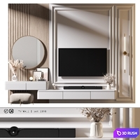 TV Wall | Set 1090 3D Model Vray, Corona