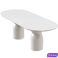Olive Dining Table Oval 240 White 3D Model Corona