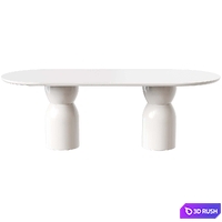 Olive Dining Table Oval 240 White 3D Model Corona
