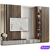 TV wall in modern classic style with decor 23 3D Model Corona