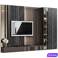 TV wall in modern classic style with decor 23 3D Model Corona