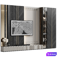 TV wall in modern classic style with decor 23 3D Model Corona