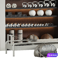 A Rack with Gym Equipment 01 3D Model Vray, Corona