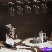 Hidden Cabinet Coffee Bar Station 3D Model Vray, Corona