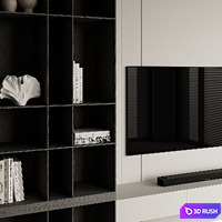 TV Wall 43 3D Model Vray, Corona
