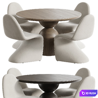 Perth Round Dining Table, Beth Dining Chair 3D Model Corona