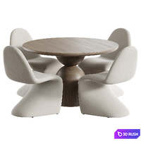 Perth Round Dining Table, Beth Dining Chair 3D Model Corona