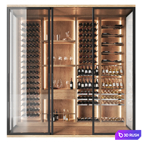 Wine cabinet for a wine library in a restaurant and home 3D Model Vray, Corona